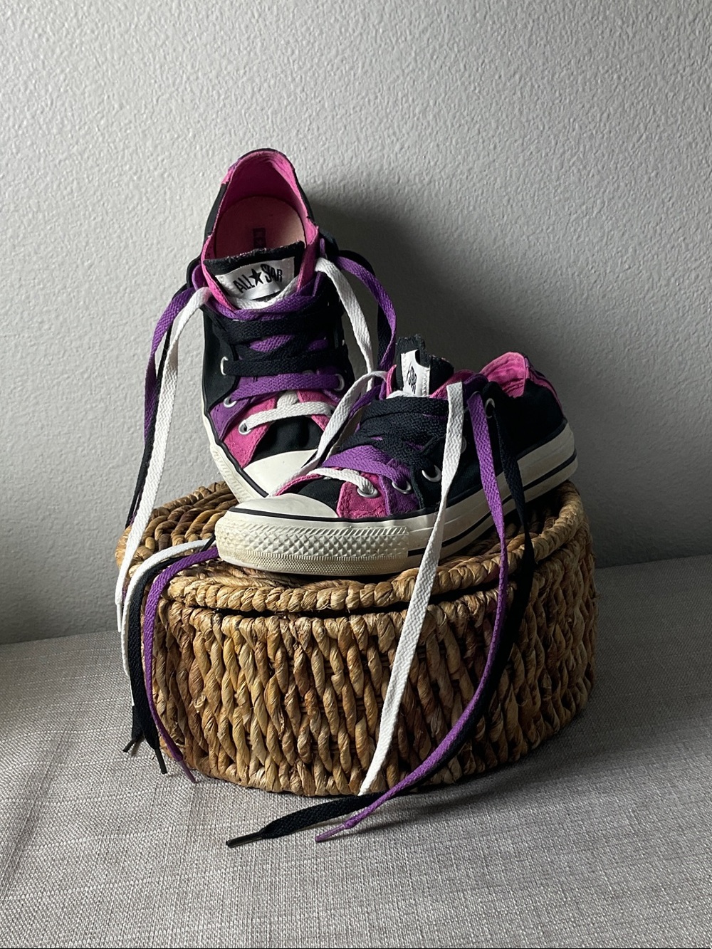 Converse All Star 129411F Pink Purple Black Patchwork Low Top Women’s 6/Kids 4